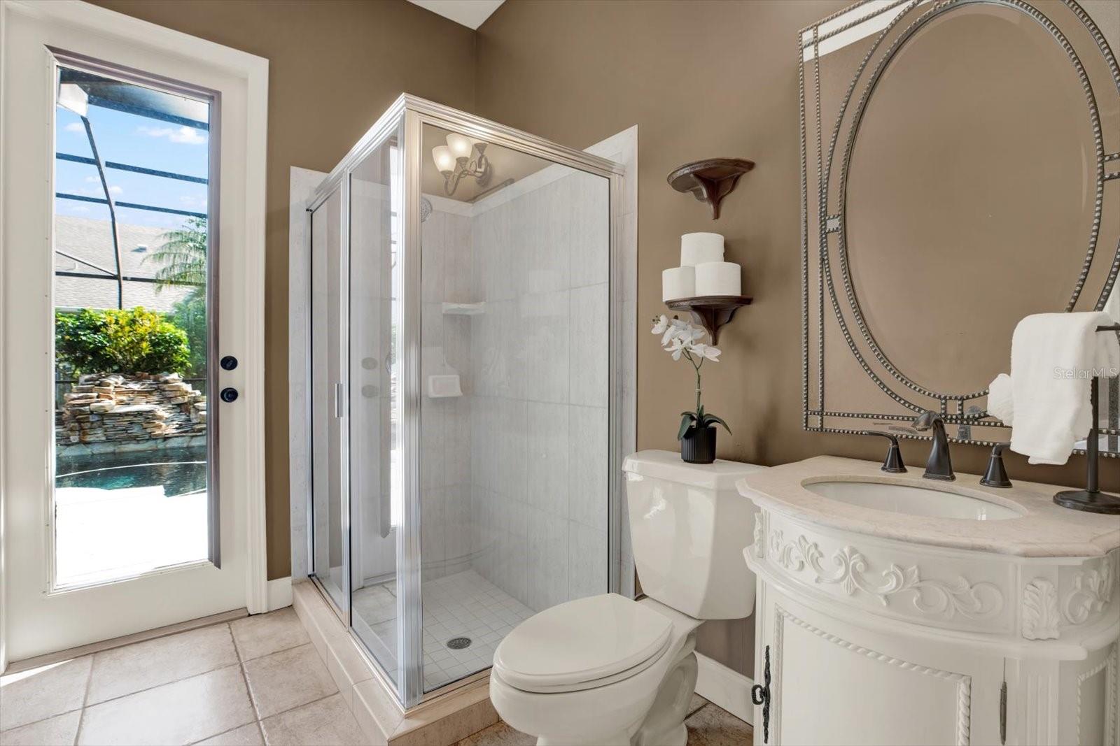 Pool bathroom off the formal living room.