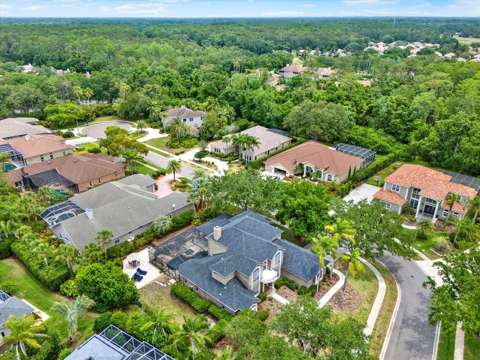 Large corner lot on low traffic street ending with a cul-de-sac.