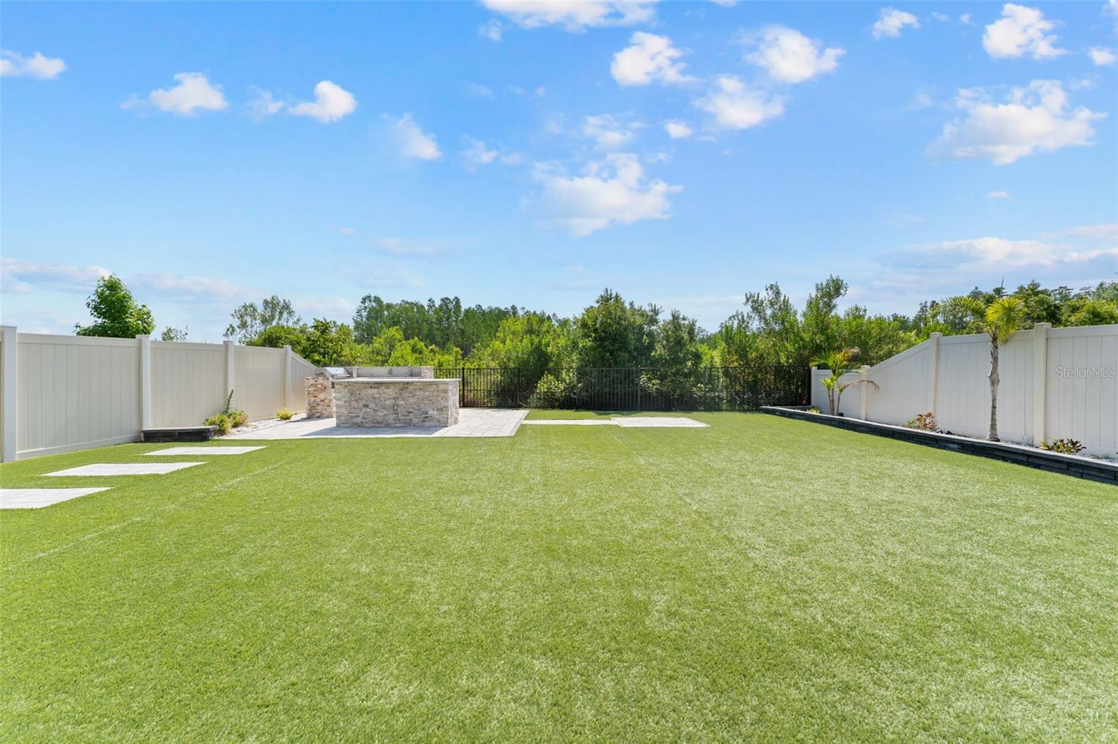 Maintenance free turf  & outdoor kitchen