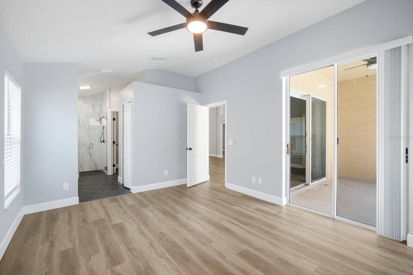 Spacious Primary Bedroom with access to the lanai