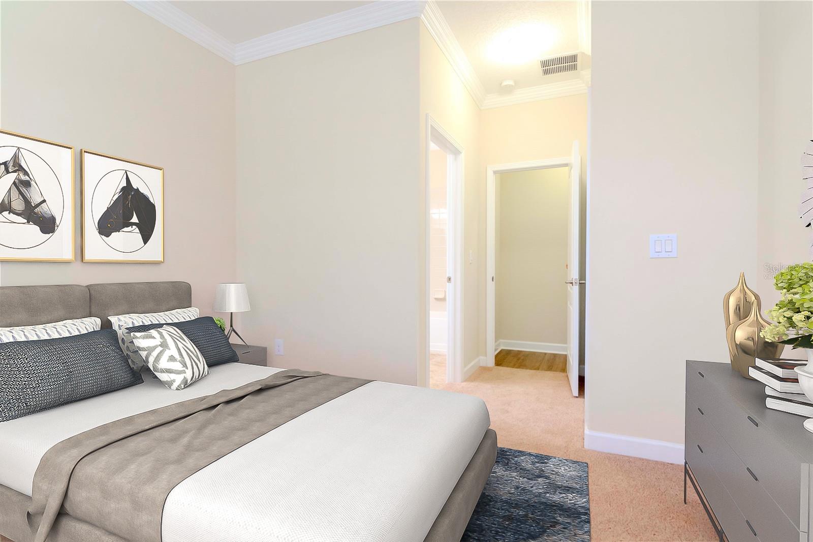 Guest bedroom en suite - virtually staged