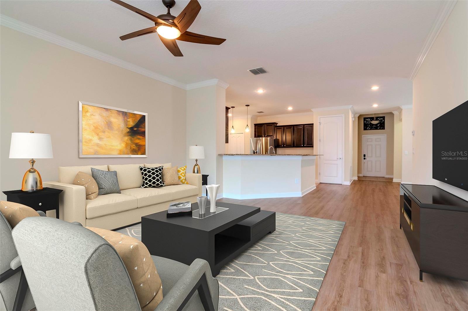 Living room - virtually staged