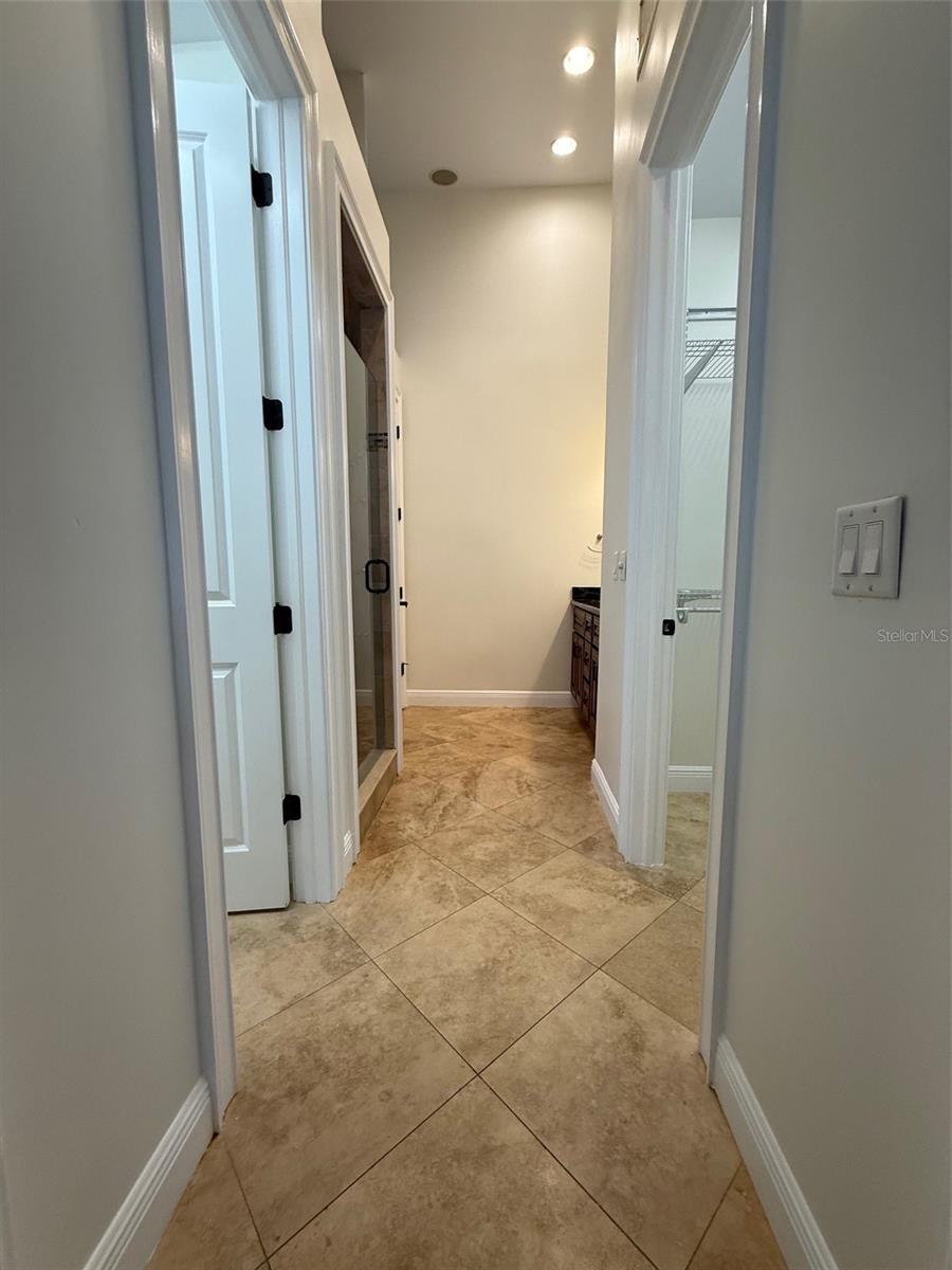 Primary closets and Bathroom