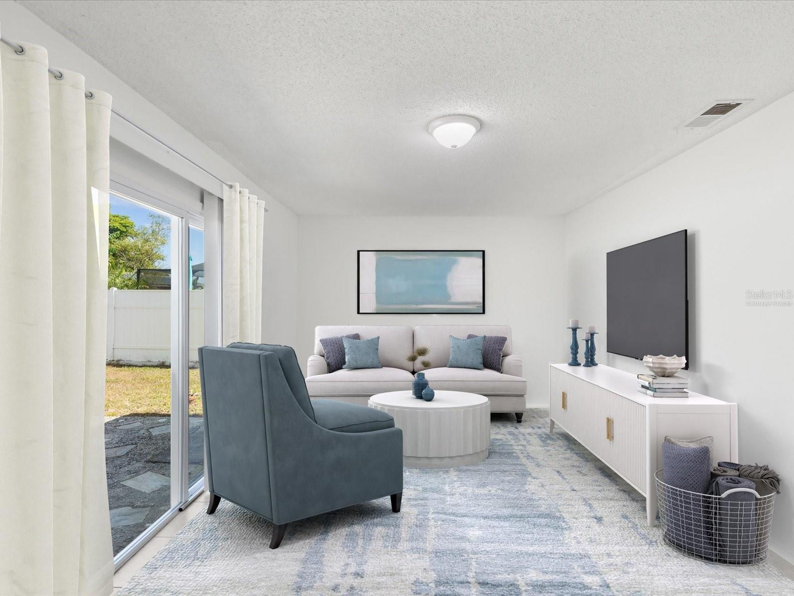 Virtually staged bonus/family room