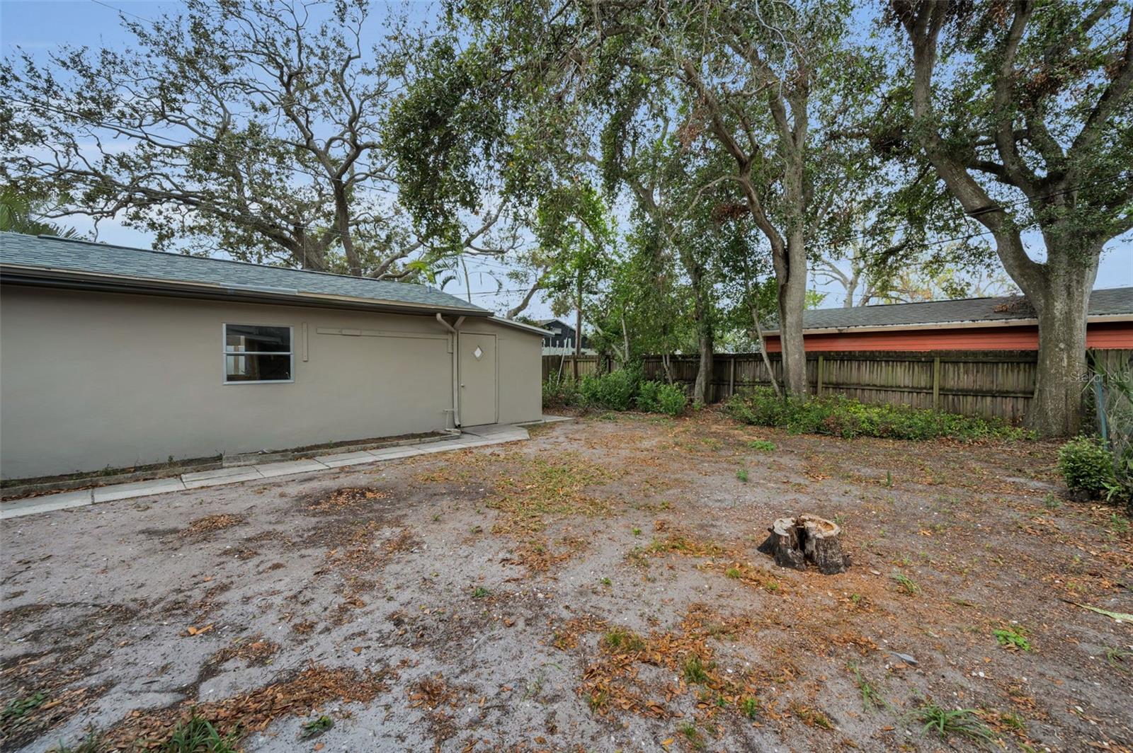 Large treed backyard