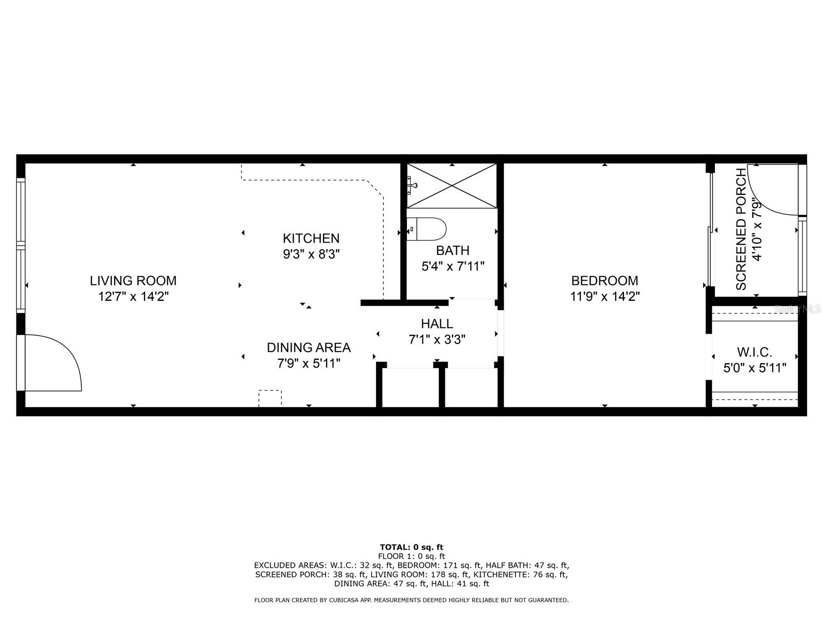 Floor plan of unit - open living, kitchen, dining