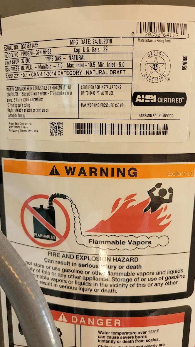 2018 Gas Water Heater