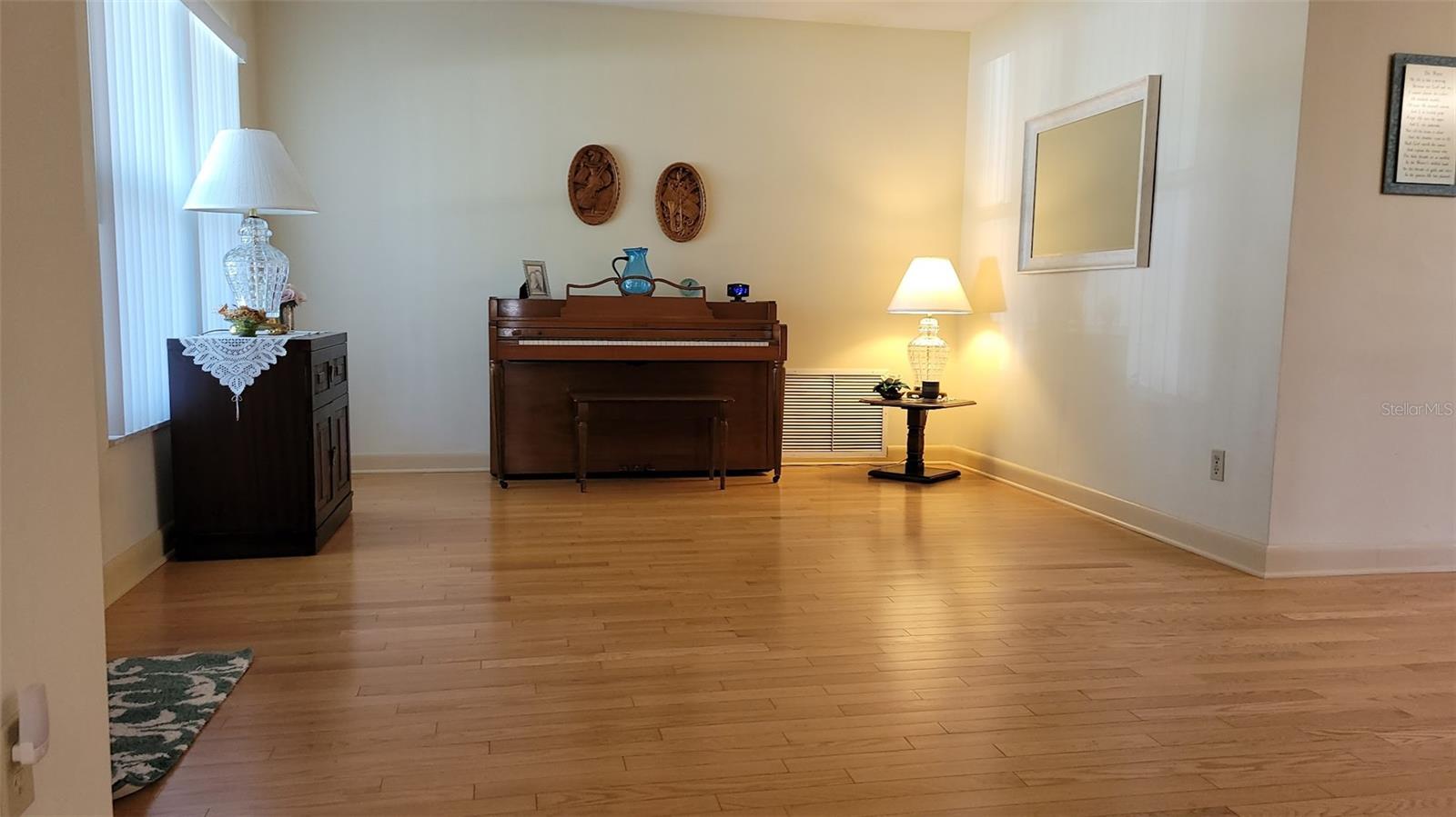 View of the living area from the hallway.