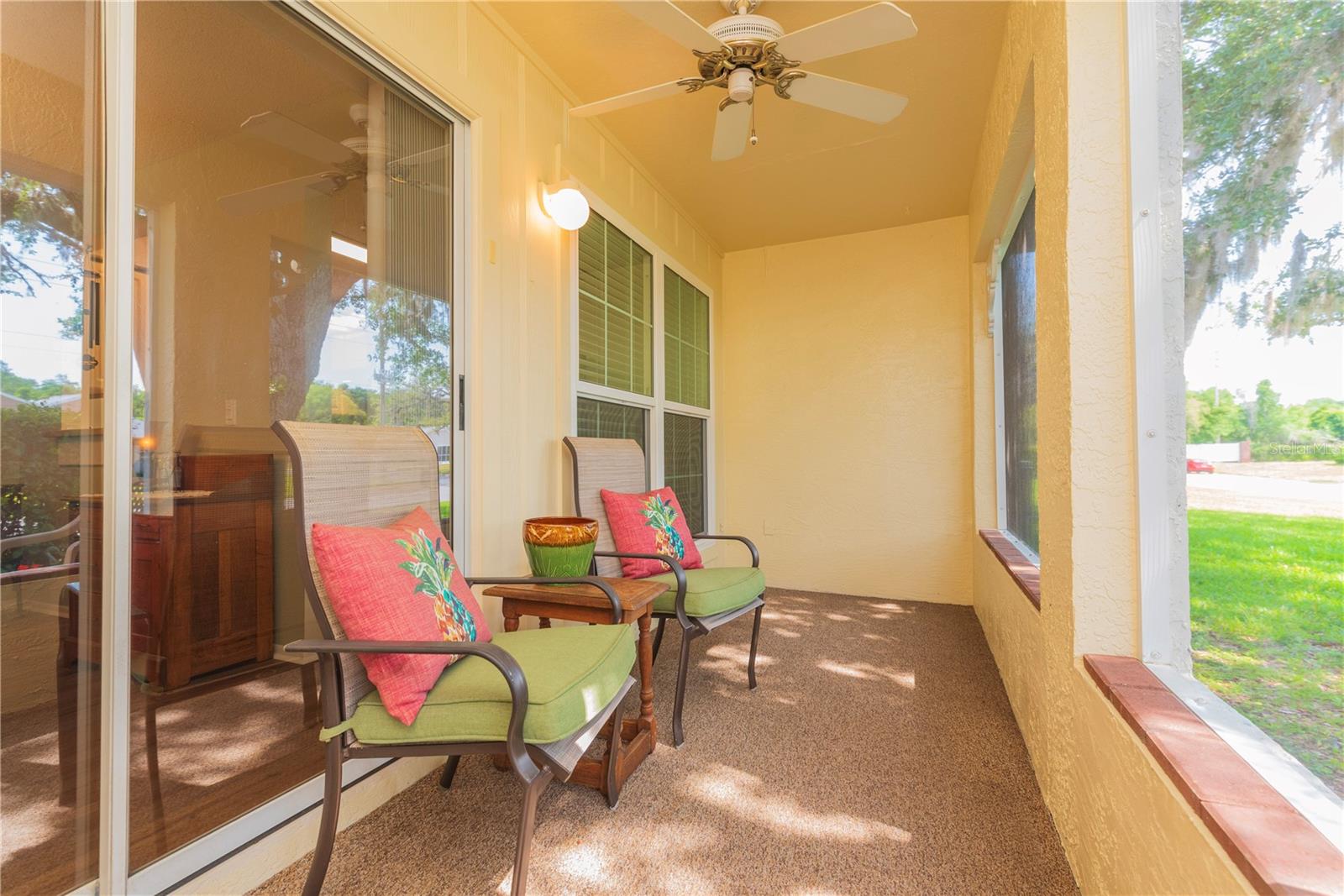 Covered, screened porch.