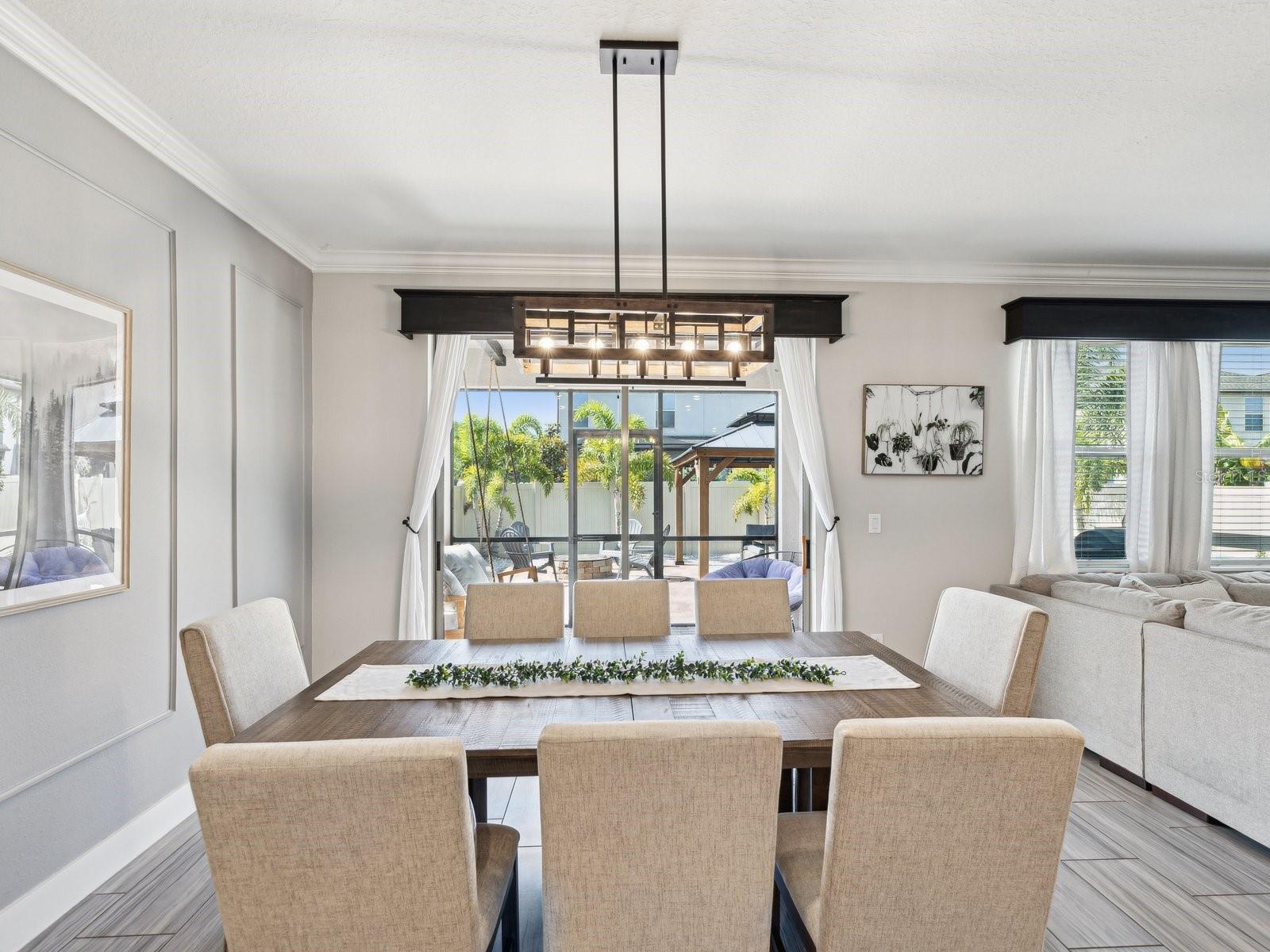 Dining area with sliders to outdoor space