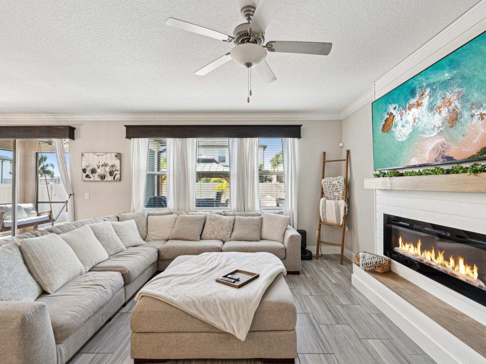 Custom accent wall with Fireplace