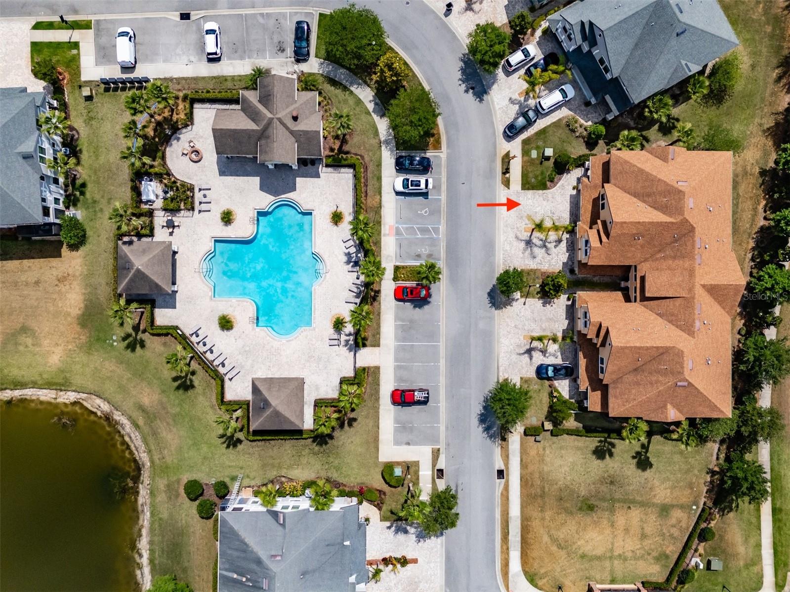 Home is across the street from the pool