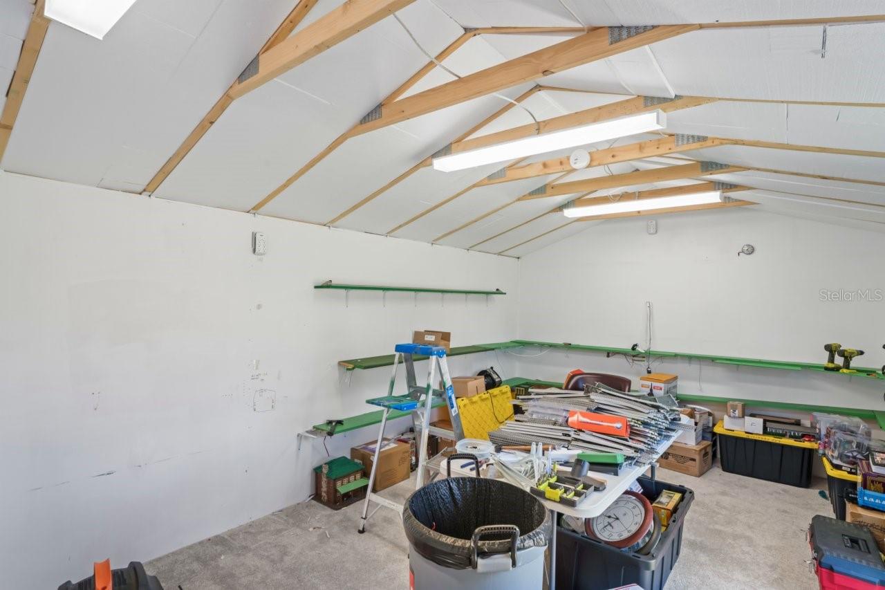 interior of shed with split unit a/c