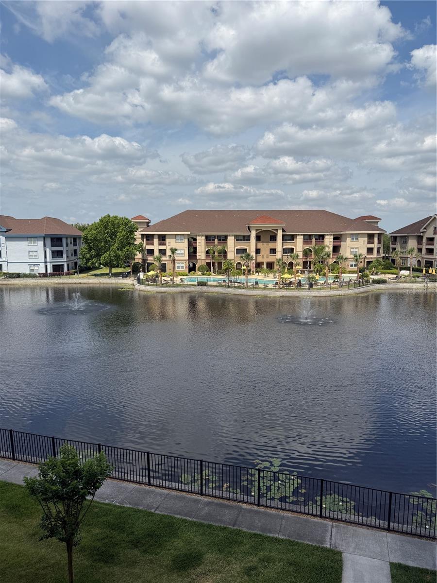 Courtyard Lake and Back of Clubhouse