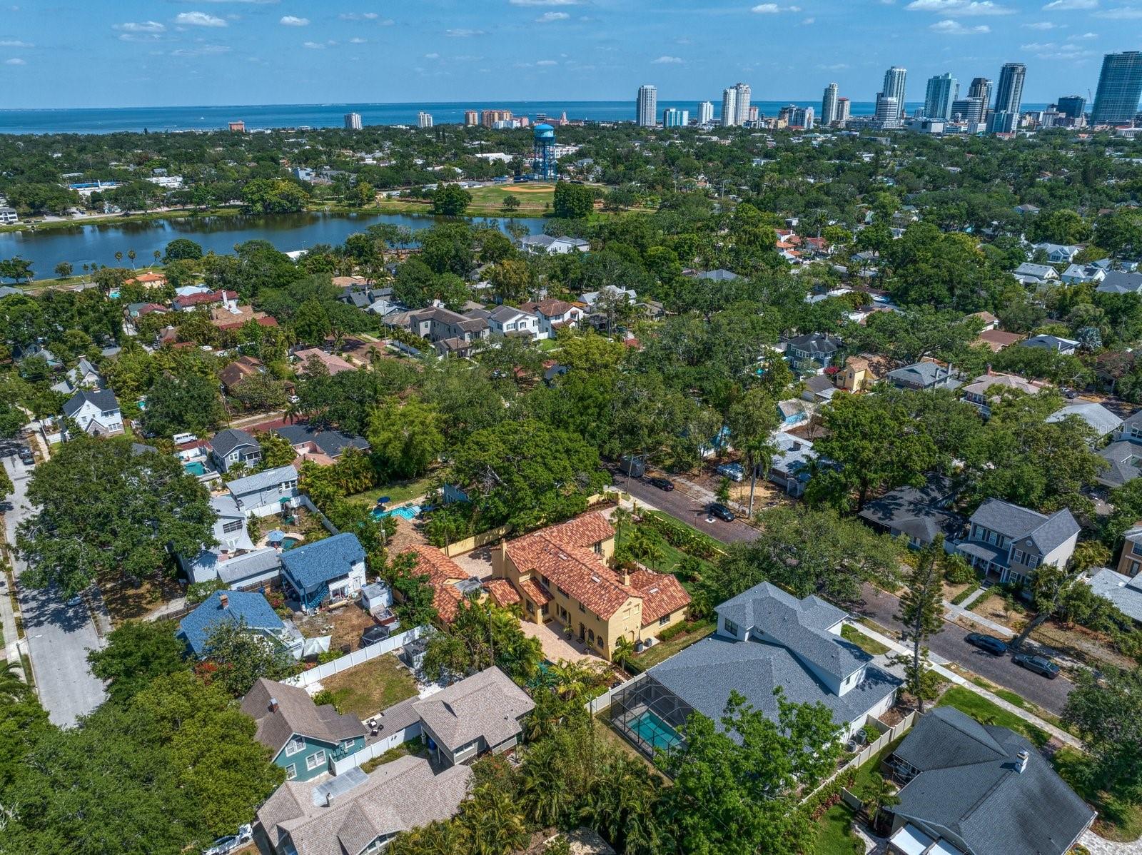 Aerial showing Crescent Lake & Down Town St. Petersburg