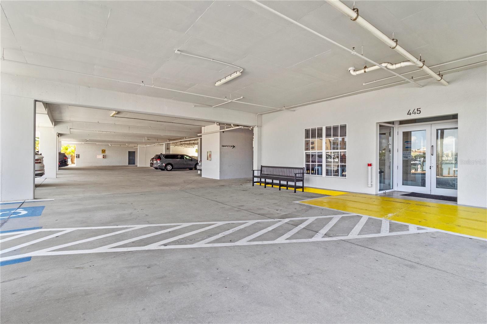 1st floor lobby entrance and on-site covered parking
