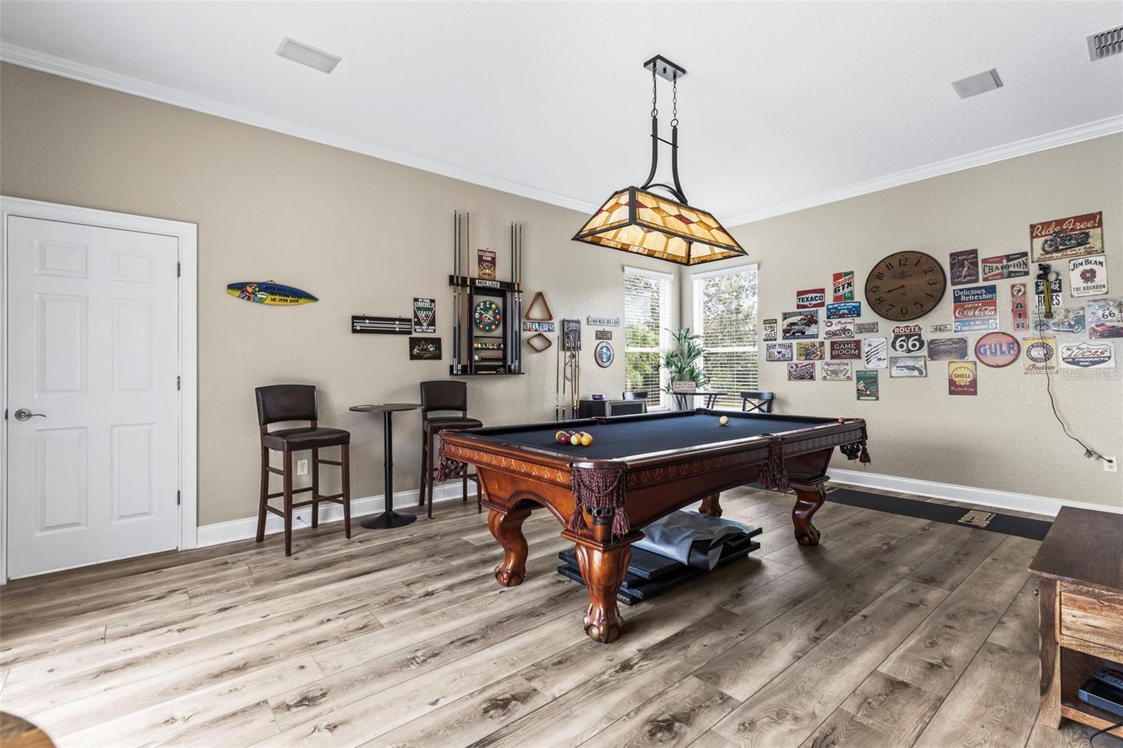 High ceilings and custom light fixture