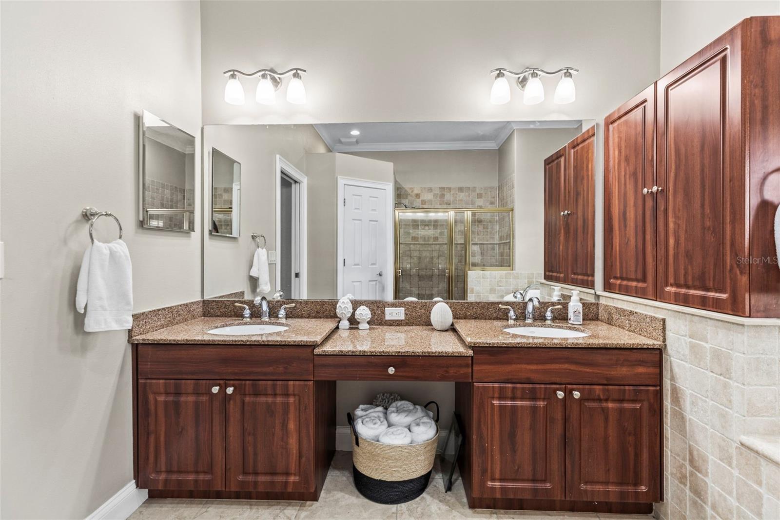 Granite topped dual sink vanity