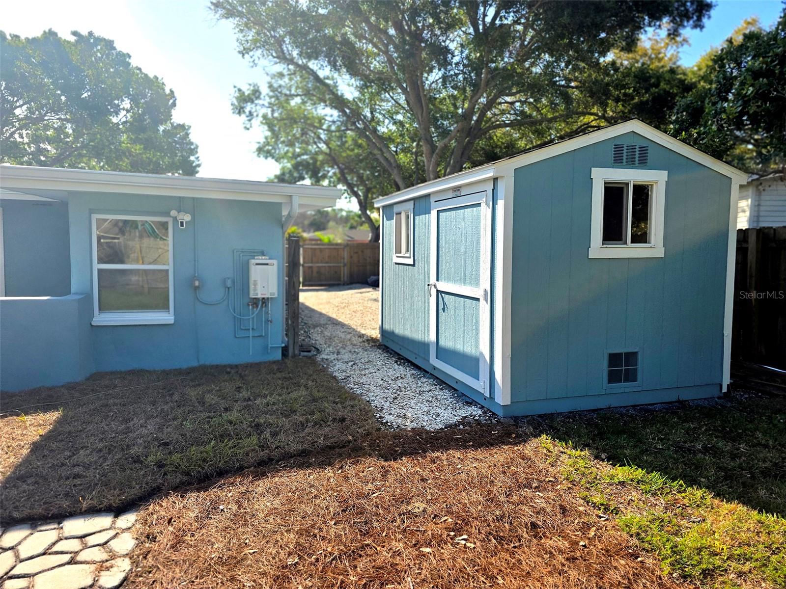 Shed in backyard.