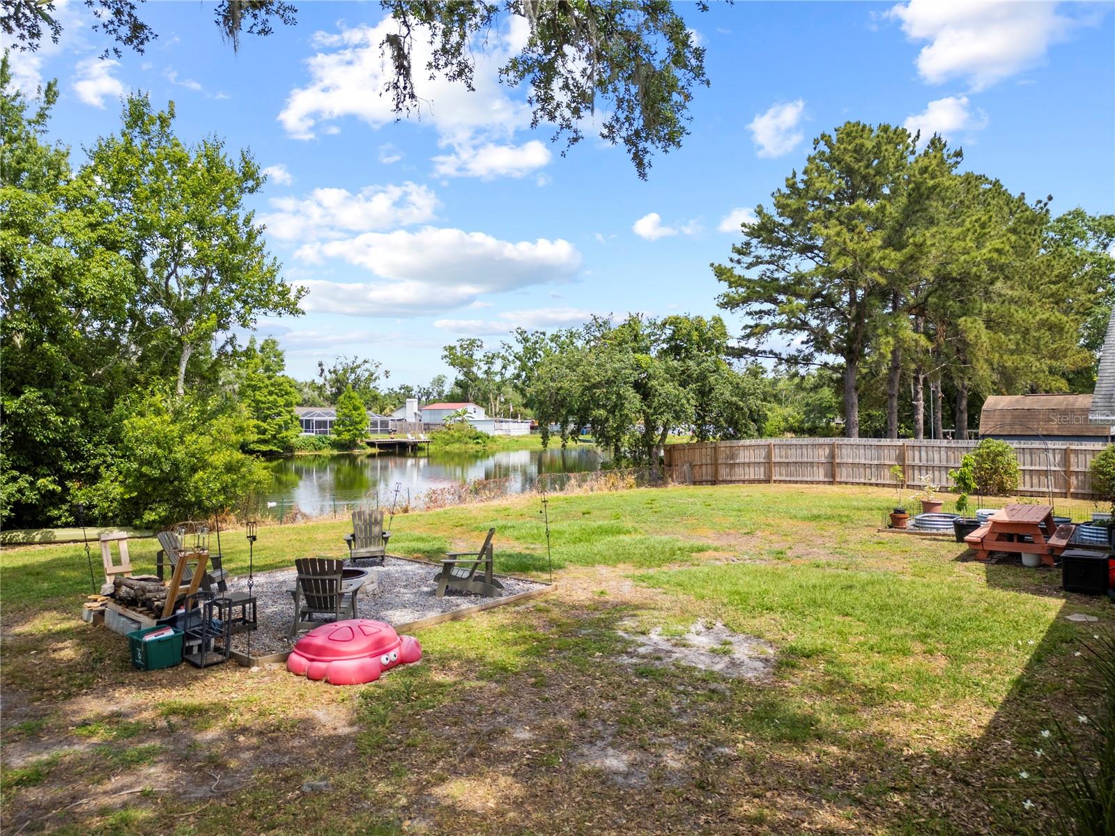 Back yard overlooking pond