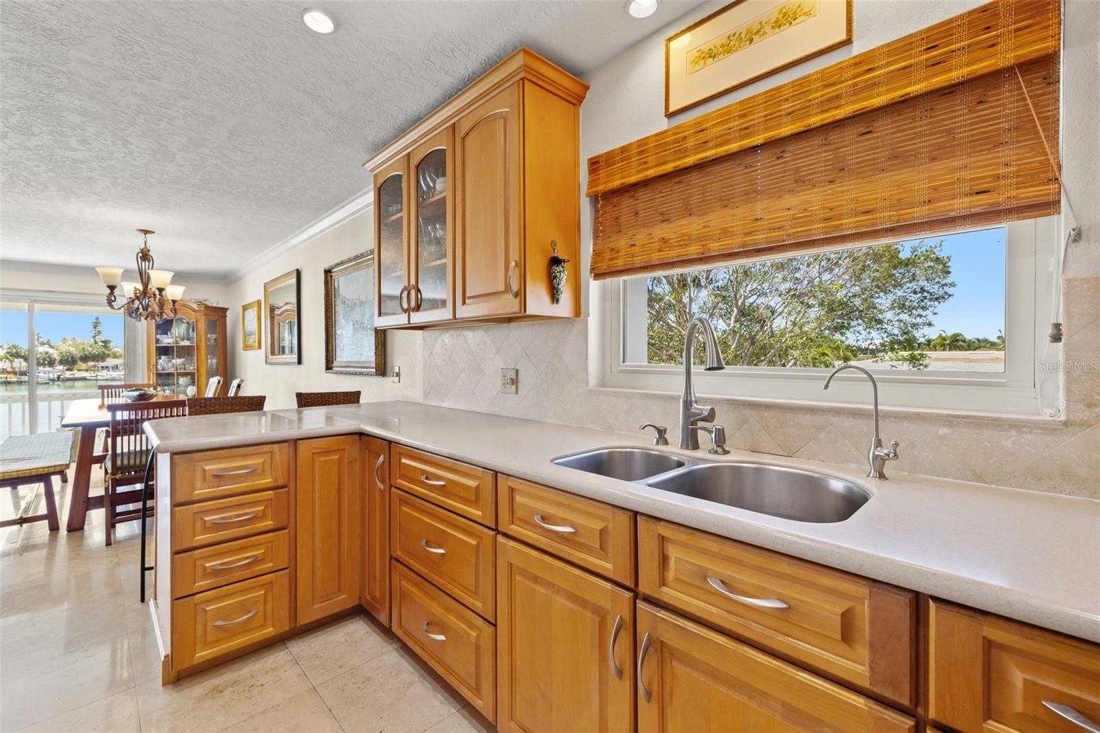 View from kitchen of dining area