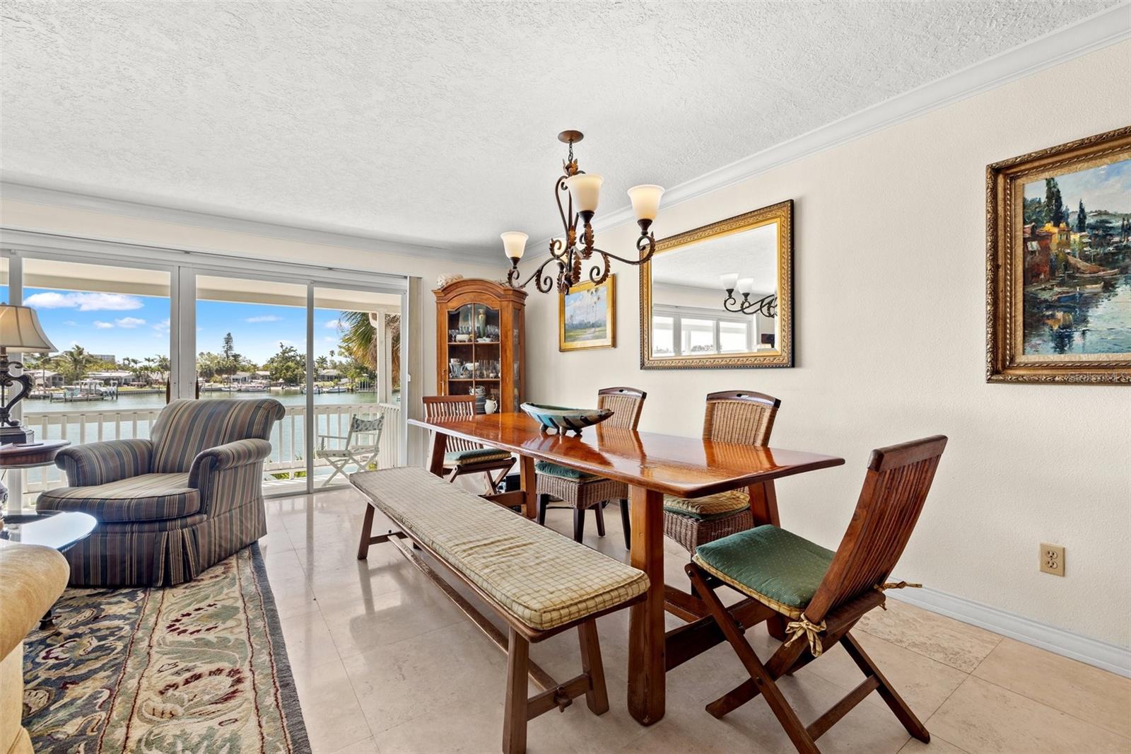 Dining area with views of the stunning waters