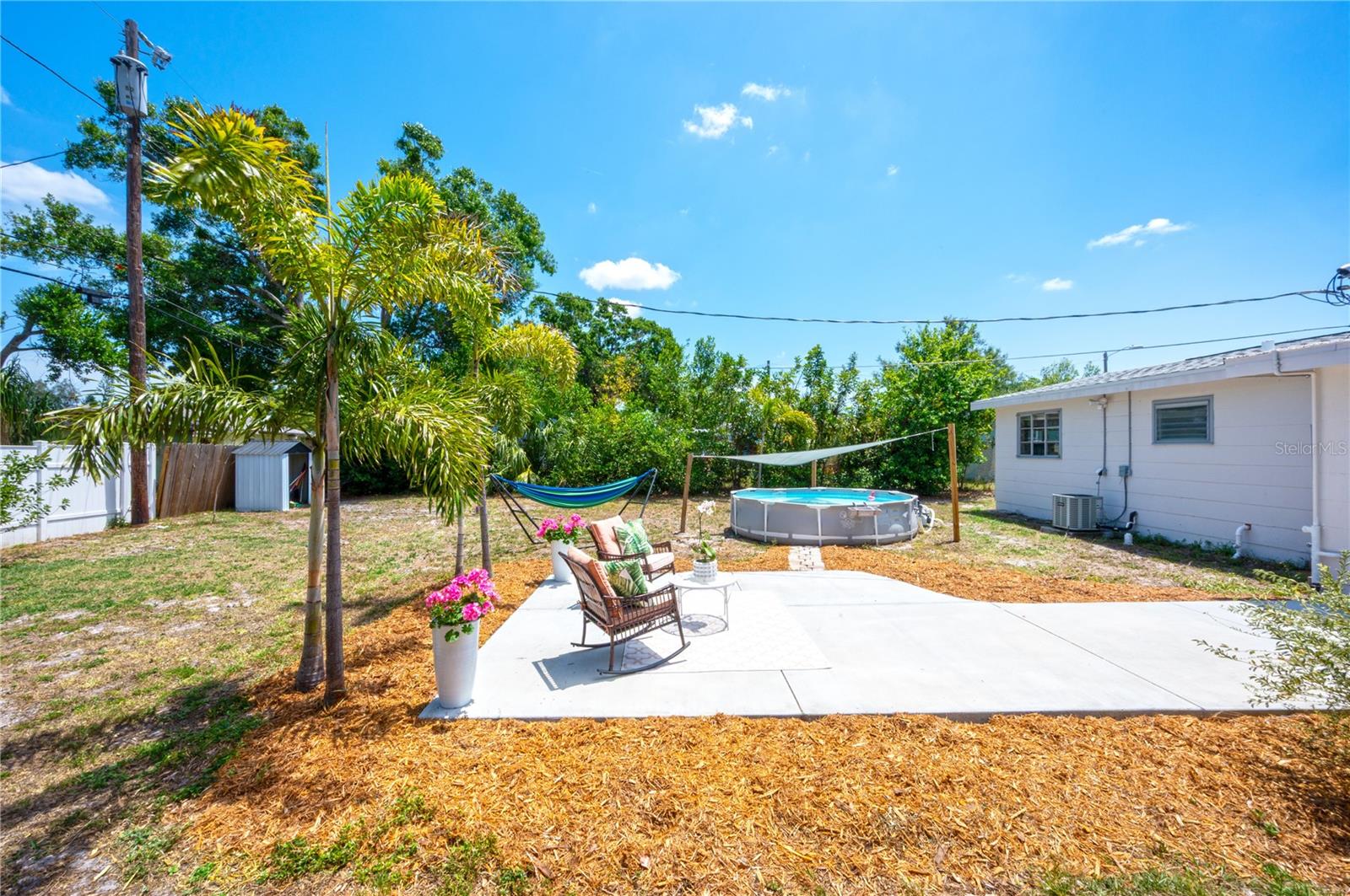 Extremely large backyard, with pool with sand pump