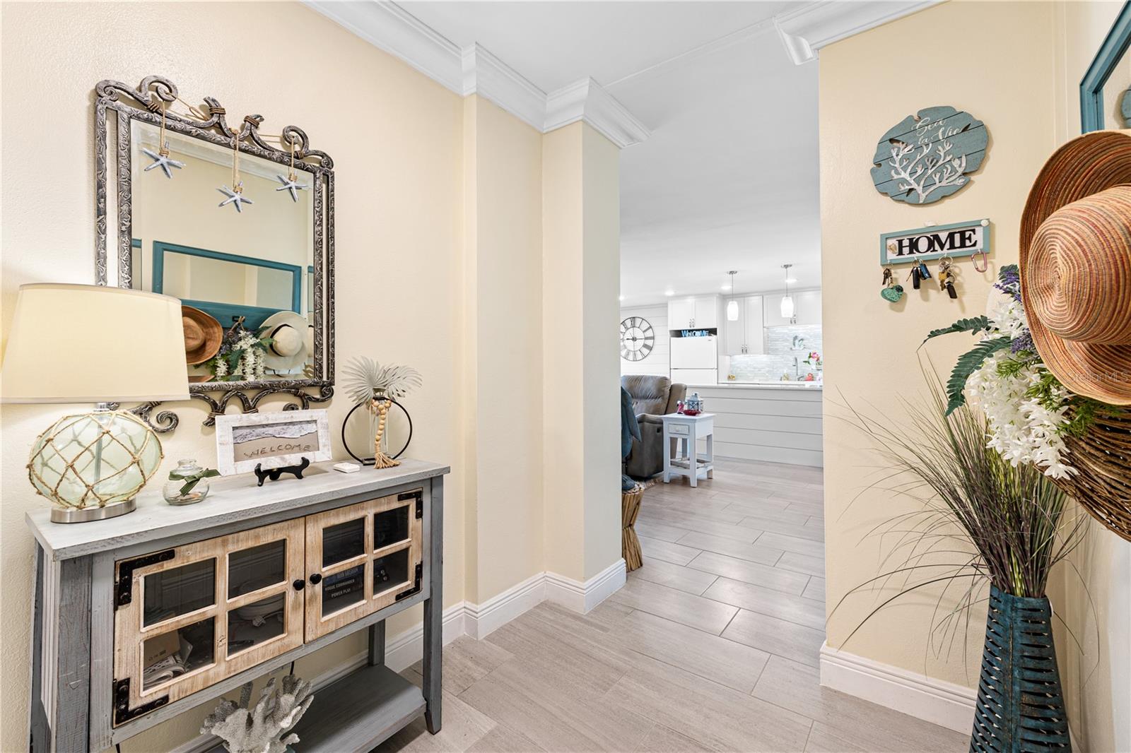 The gorgeous entryway is a great welcome home