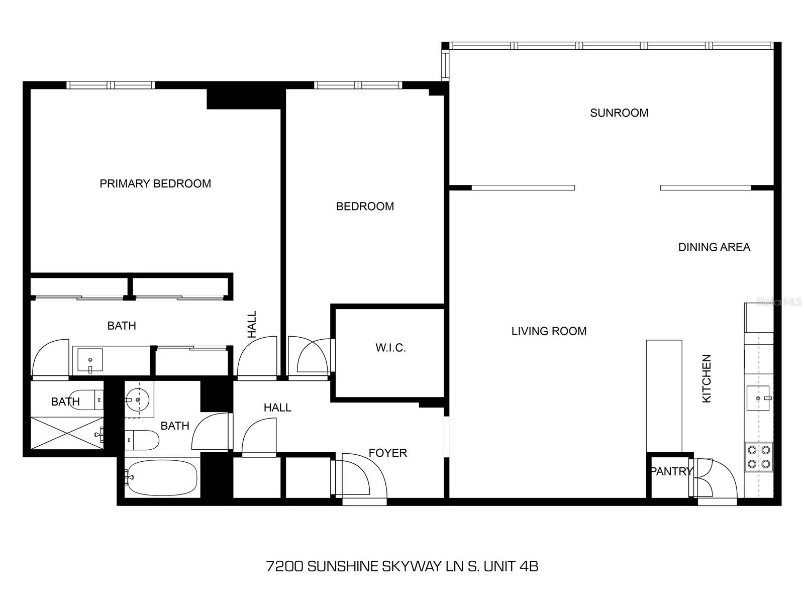 Floor plan for Unit 4B.