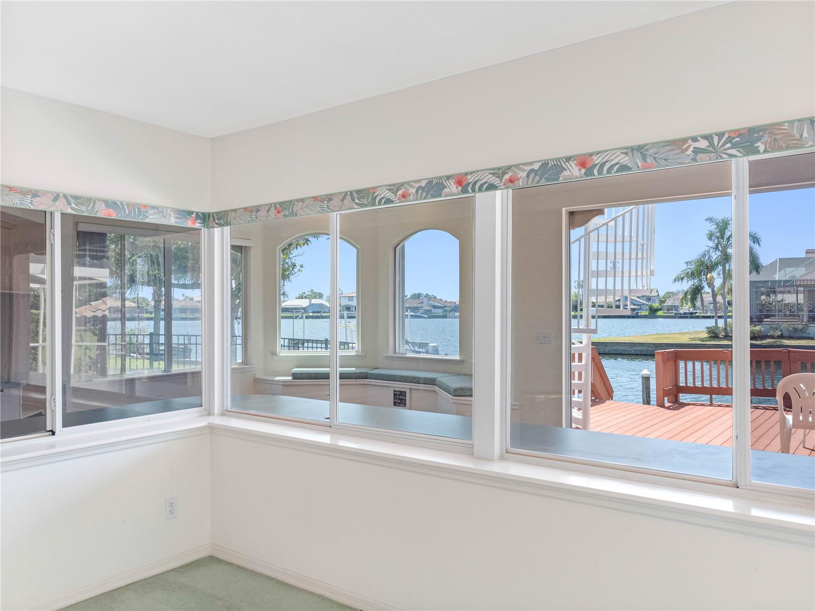 Family room with water views