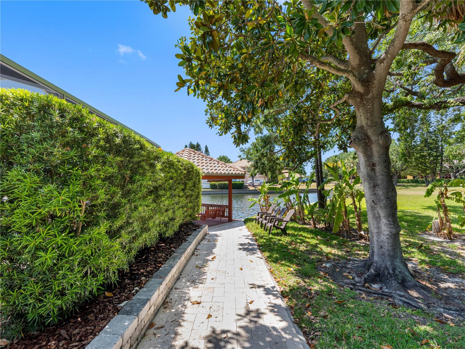 Travertine pathway to Gazebo