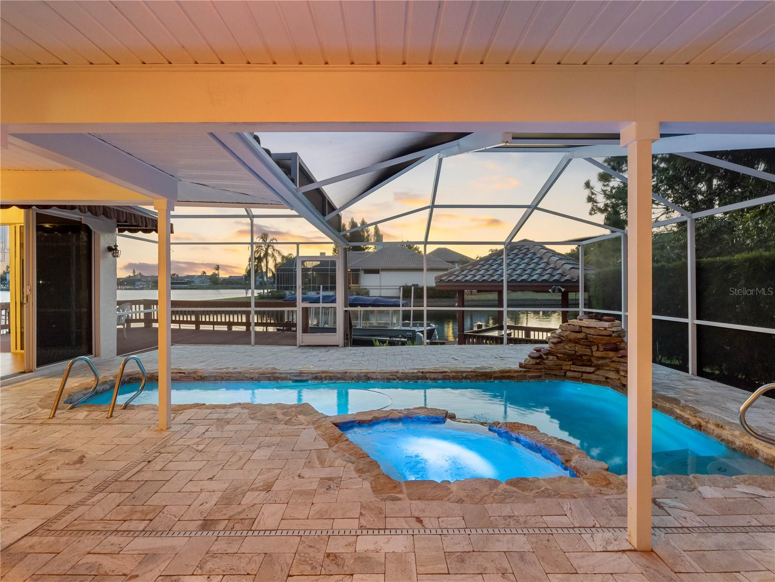 Pool view at night
