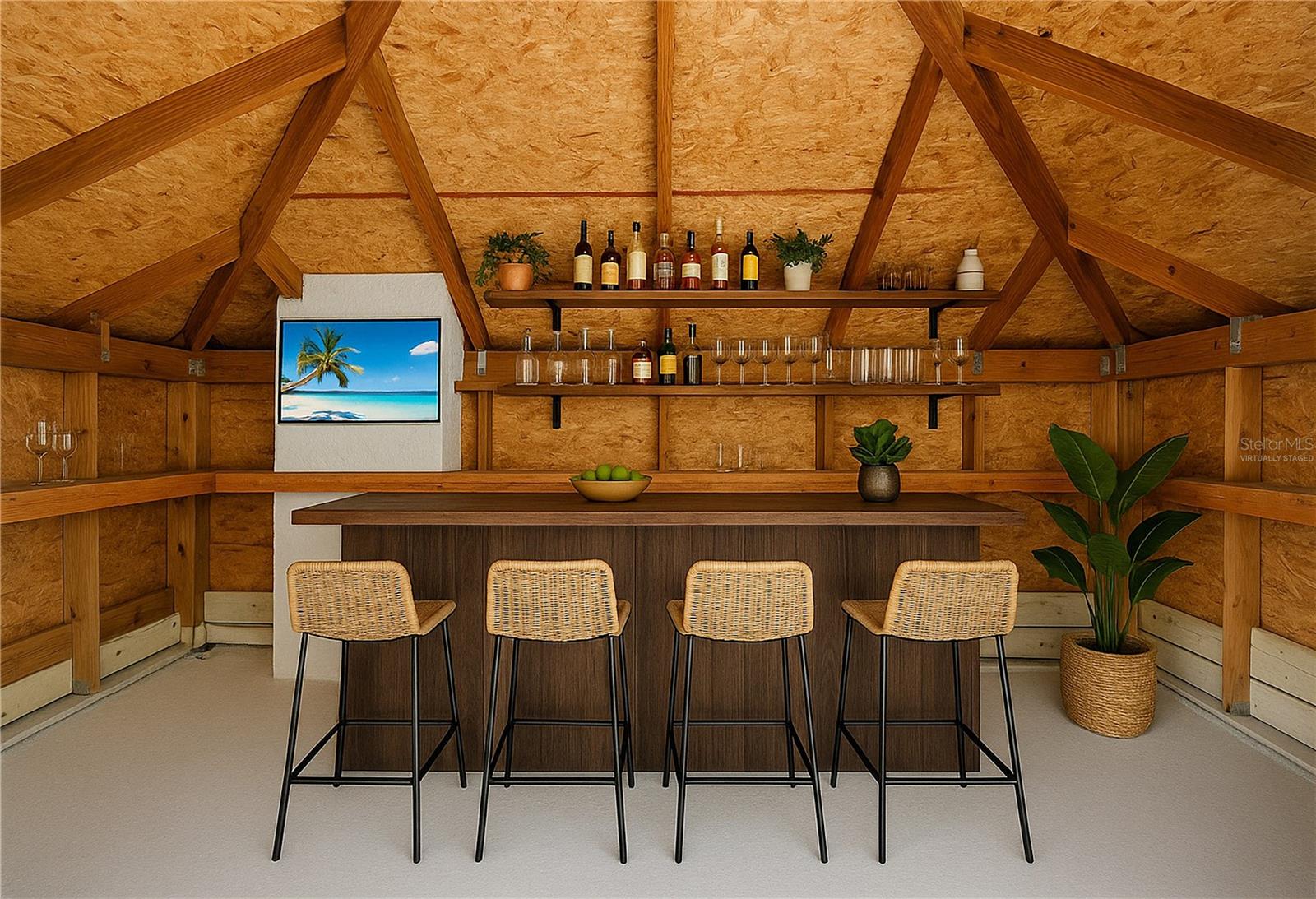 Virtually staged rooftop bar
