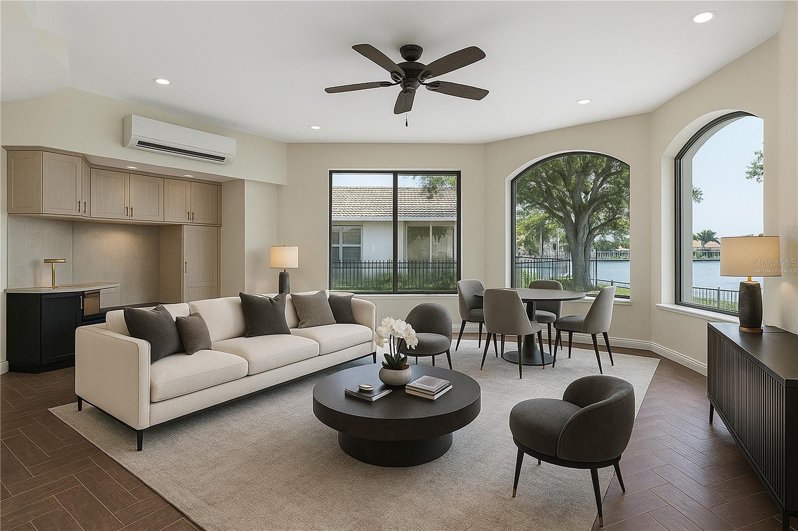 Virtually staged entertainment room