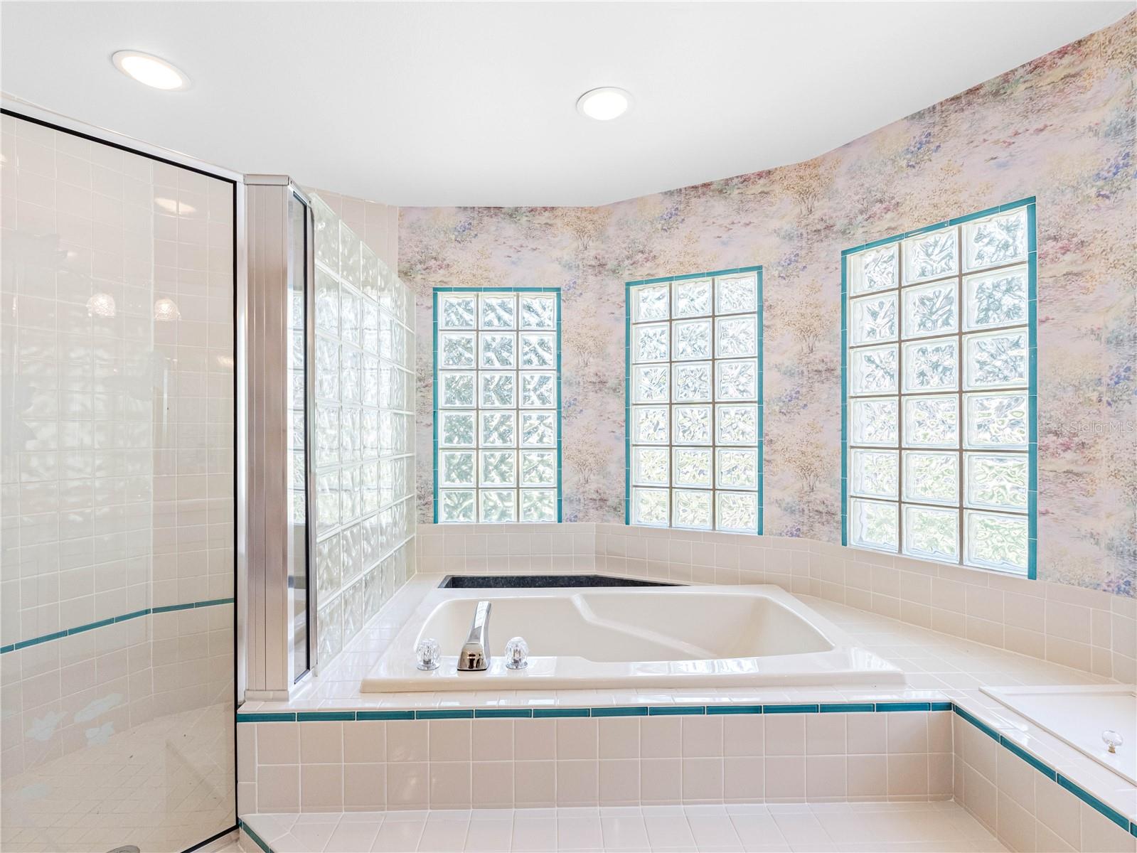 Primary bathroom with full size bathtub