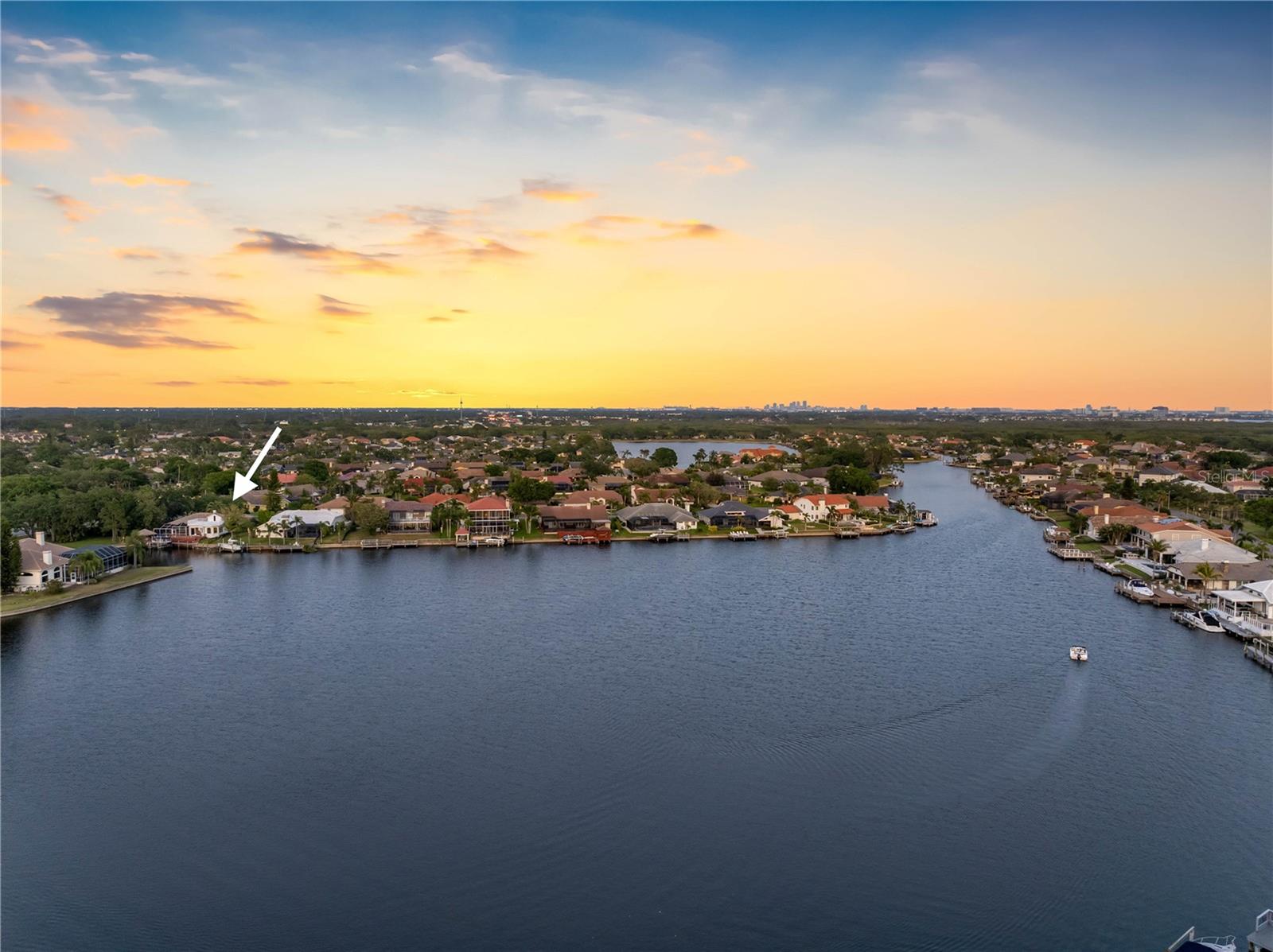 Aerial view with lake