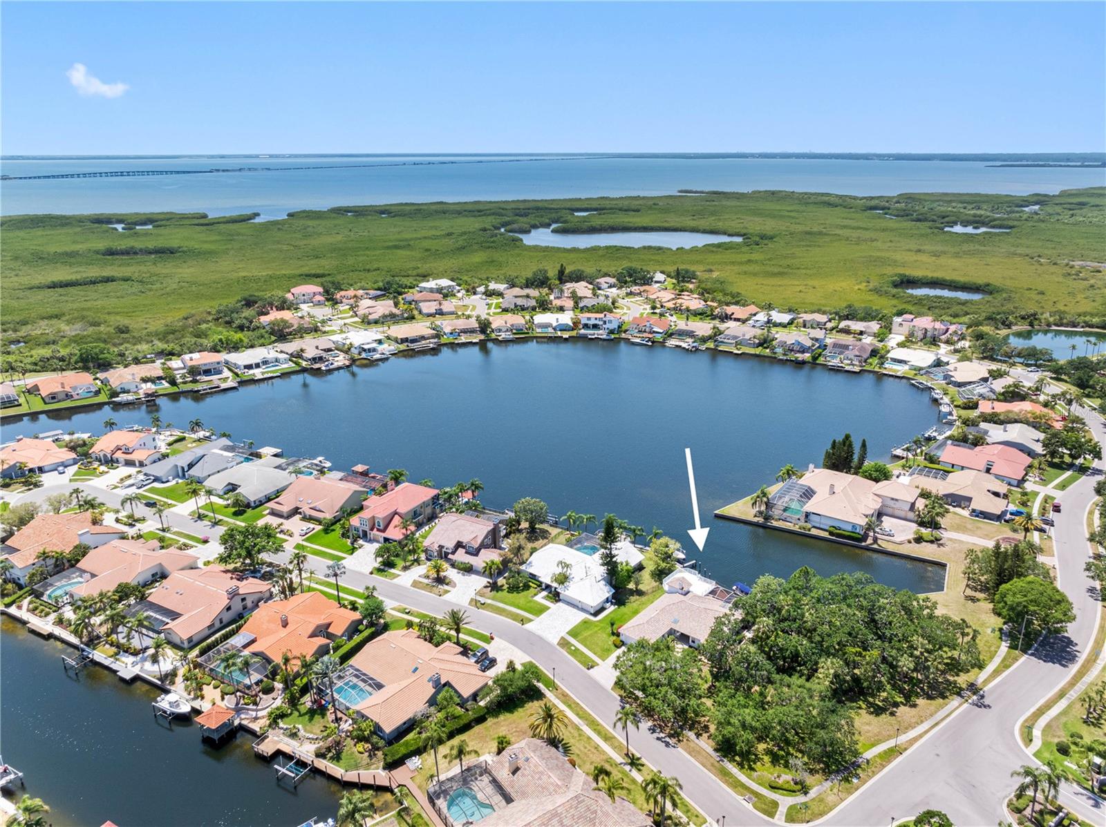 Aerial view with lake