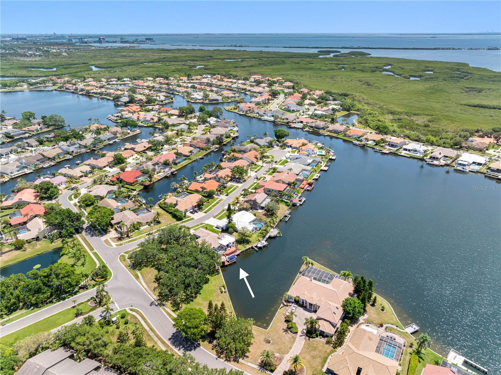Aerial view with lake and freshwater canals