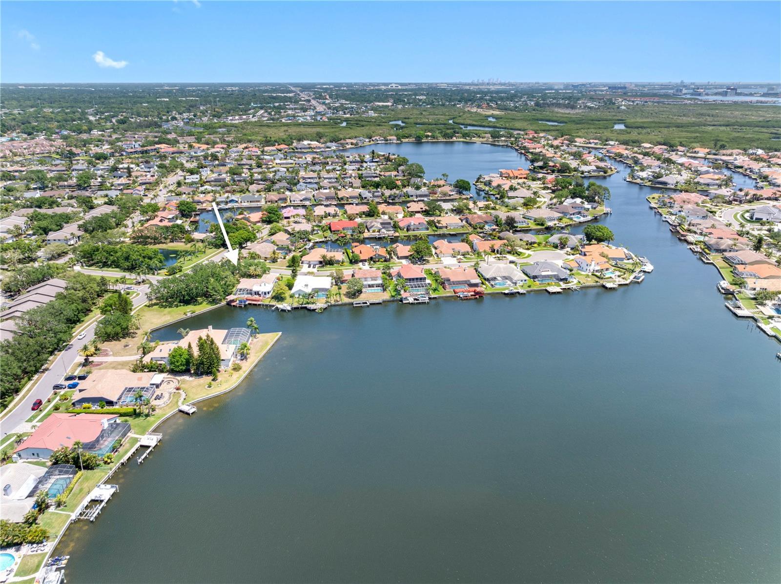Aerial view with lake