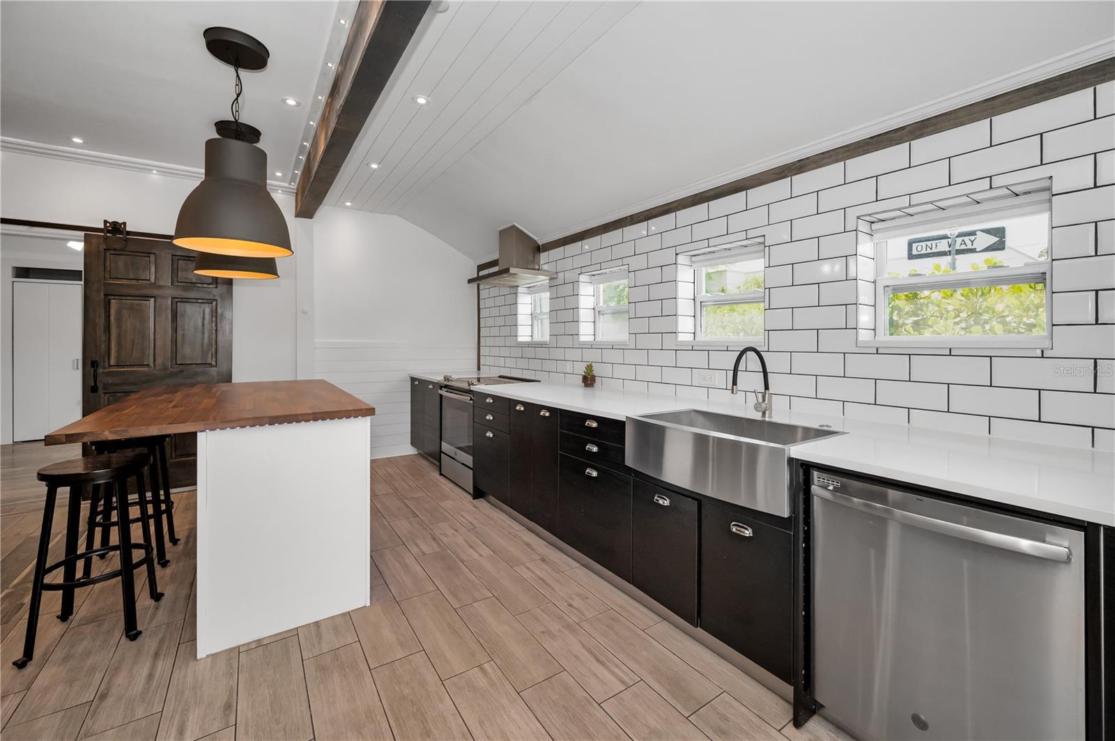Gorgeous subway tile backsplash and natural light