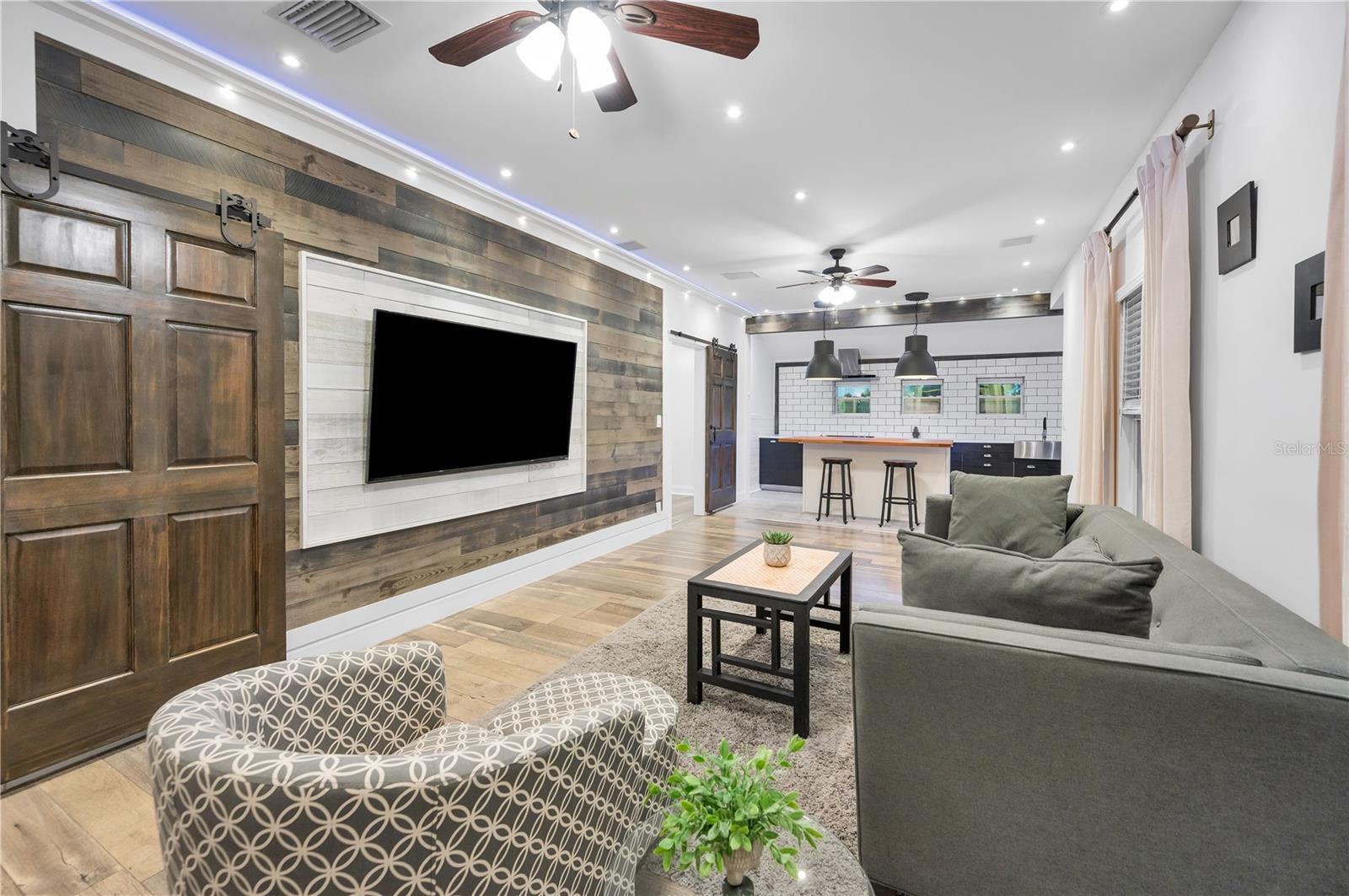 Same view of Living room showing recessed LED lighting