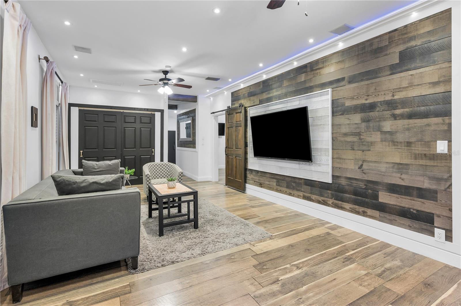 Same view of Living room showing recessed LED lighting