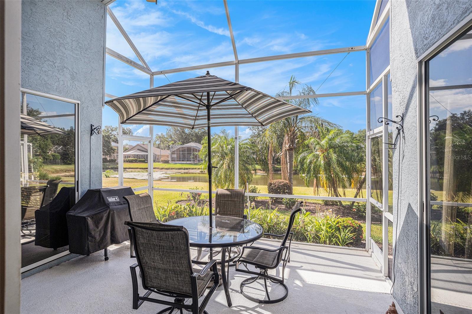 Screened-In Back Patio, Overlooking Pond