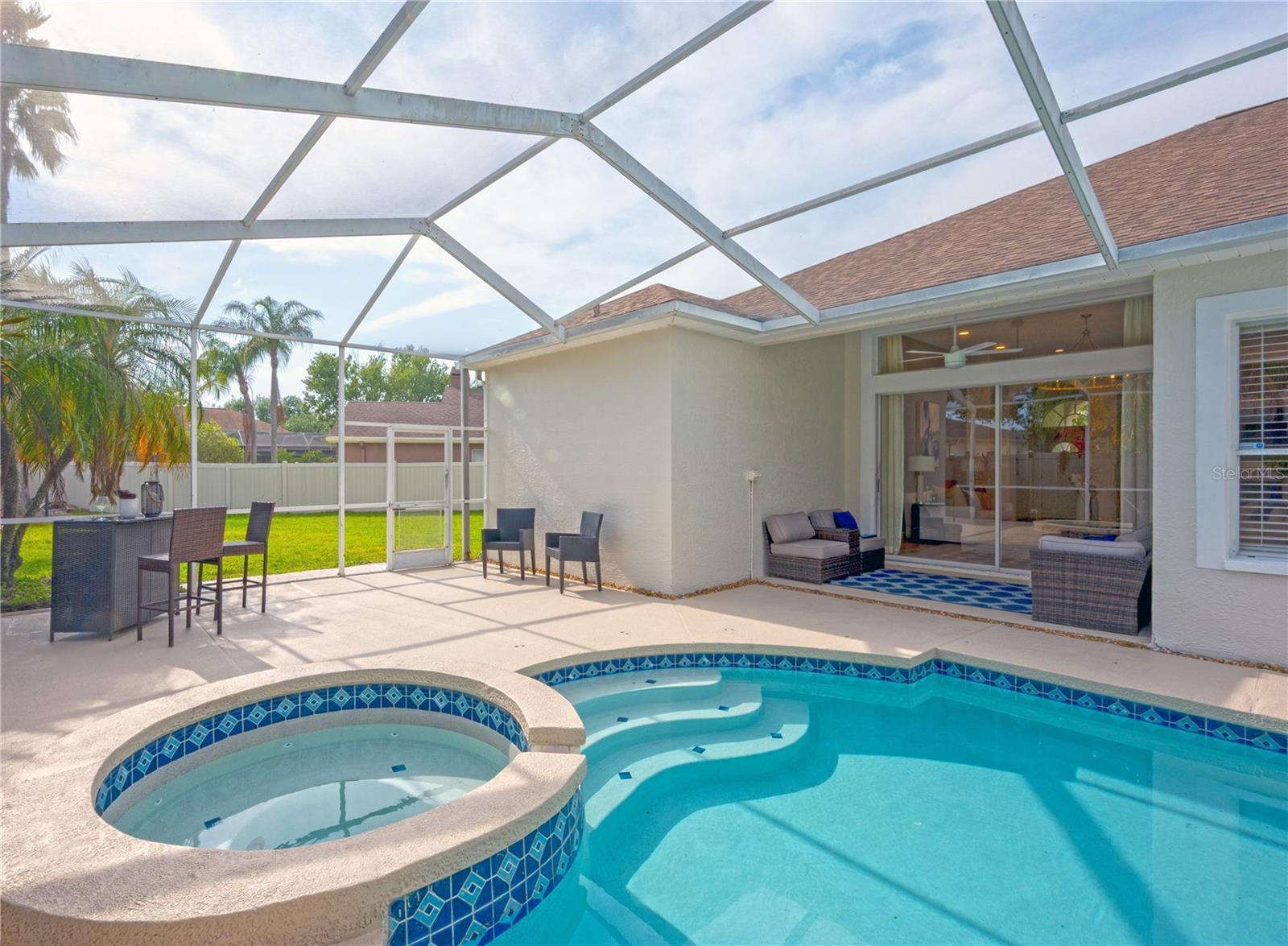 Pool and SPA with Brand new Surface. Nice sized yard on both sides of pool FENCED