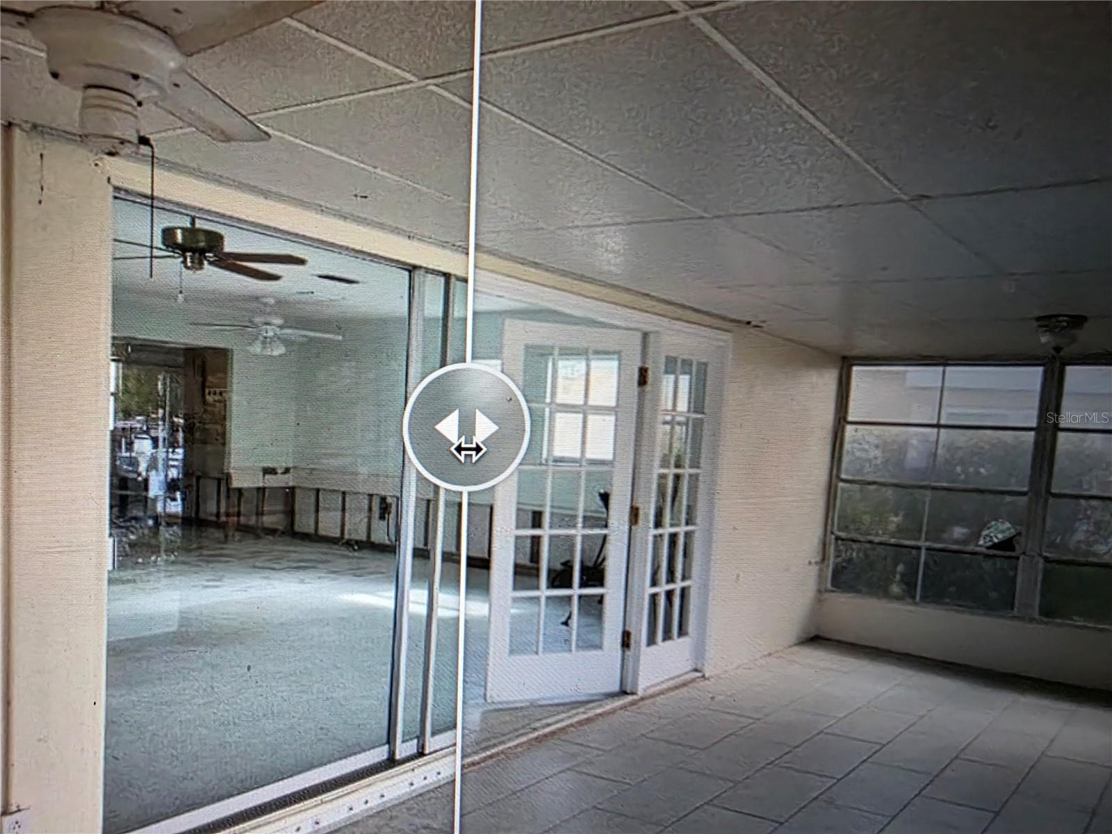 Before slider change and after French Door Virtual rehab of lanai with French Doors or whatever you choose to make it your own.