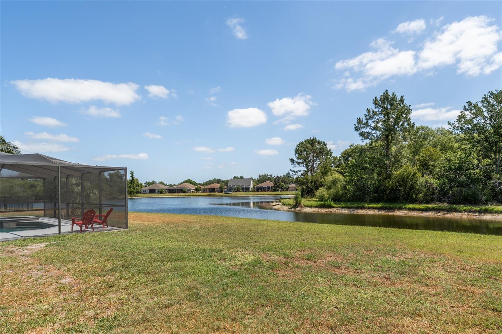 view of the pond from the right side of the home
