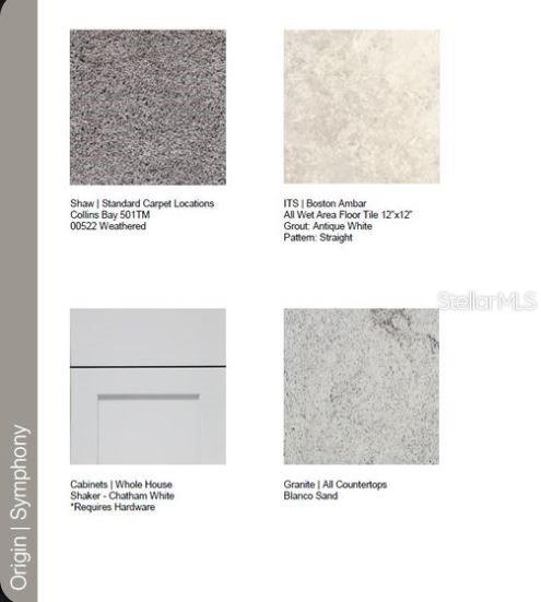 Design Selections.  Home is under construction and selections are subject to change.