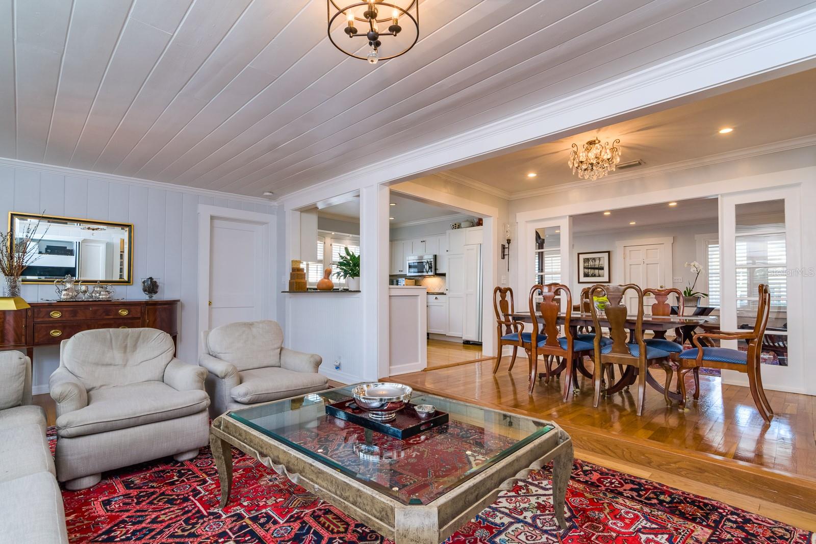 Family room looking back to kitchen and dining area