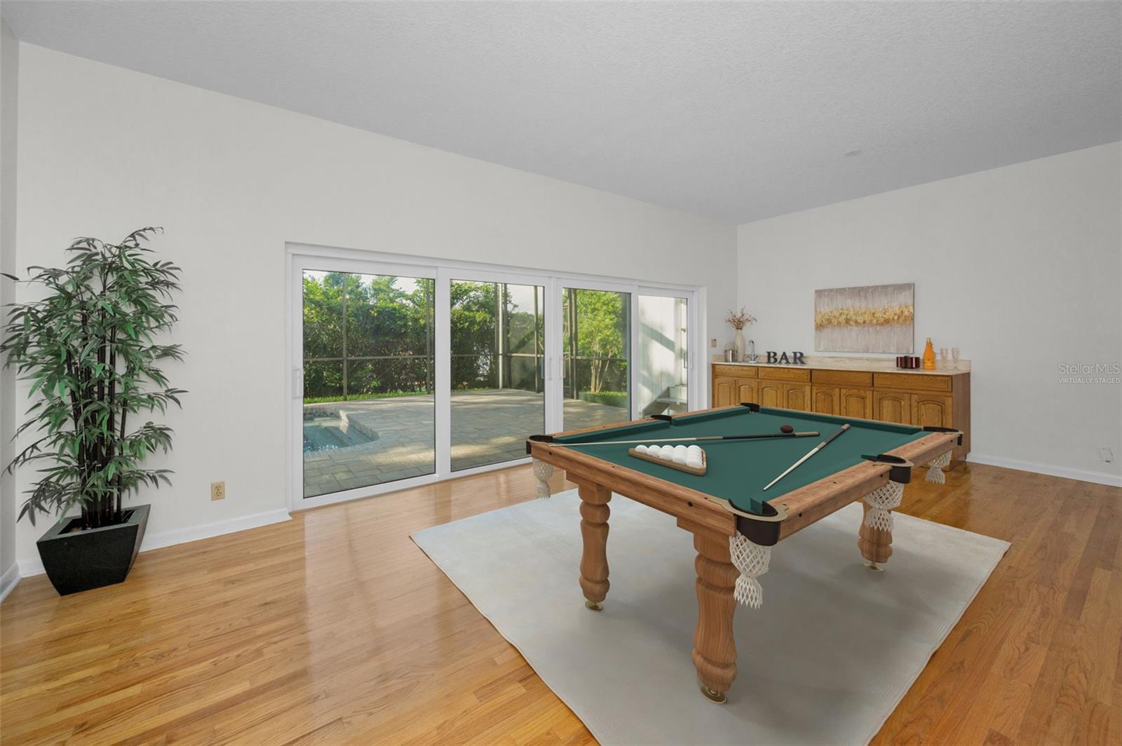 Pool table virtually staged
