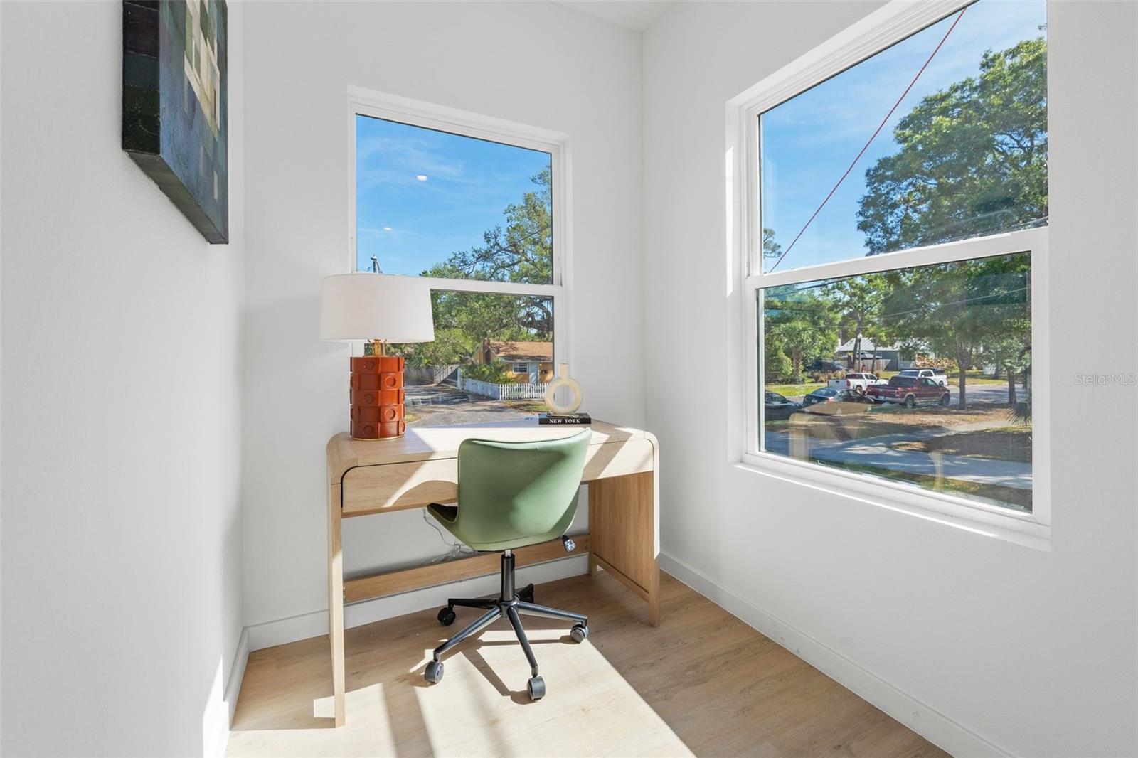 Writing nook off the entry floor bedroom.